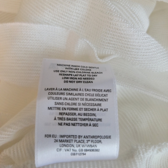 Vanessa Virginia Sz S Top All Over Ruffle White Anthropologie OB 712765 - Picture 7 of 7